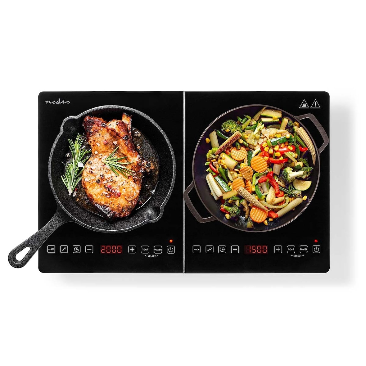 Plaque à Induction 2 Feux 3500 W – Minuteur, Sécurité Enfants, Protection Surchauffe, Cuisson Rapide NEDIS