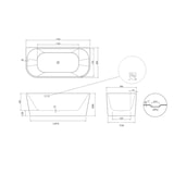 thumbnail of Aloni Halb-Freistehende Badewanne 170x80x60 Mittig Rundeck Acryl Weiß