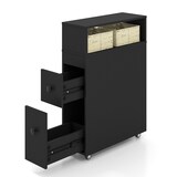 thumbnail of COSTWAY Armario empotrado con ruedas, cajones, cestas de mimbre y soportes para cepillos, 50 x 19 x 72 cm (negro)