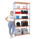 thumbnail of PROREGAL Schwerlastregal Giant Muli | HxBxT 250x110x50cm | Fachlast 200kg | Blau-Orange | Stecksystem Lagerregal Regalsystem Steckregal