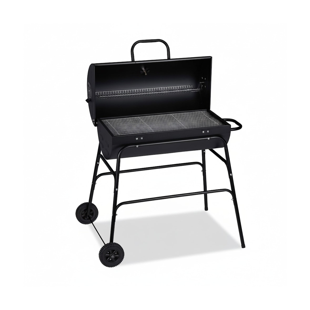 Relaxdays Holzkohlegrill, XXL Grillwagen mit Deckel, verstellbare Belüftung, stabil, HBT: 96,5 x 103 x 64,5 cm, schwarz