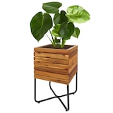 thumbnail of Décoshop26 - Jardinière cache-pot carré 60 x 33 x 33 cm pour extérieur acier et bois d'acacia marron 04_0007221