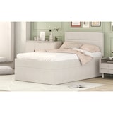 thumbnail of Einzelbett Polsterbett 90x200 cm mit Lattenrost und großem Stauraum in Beige – ideal für minimalistisches Wohnen