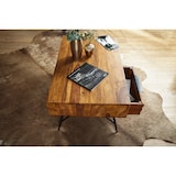 thumbnail of WOHNLING Couchtisch Massiv Holz Holztisch Wohnzimmertisch mit Metallbeinen Tisch