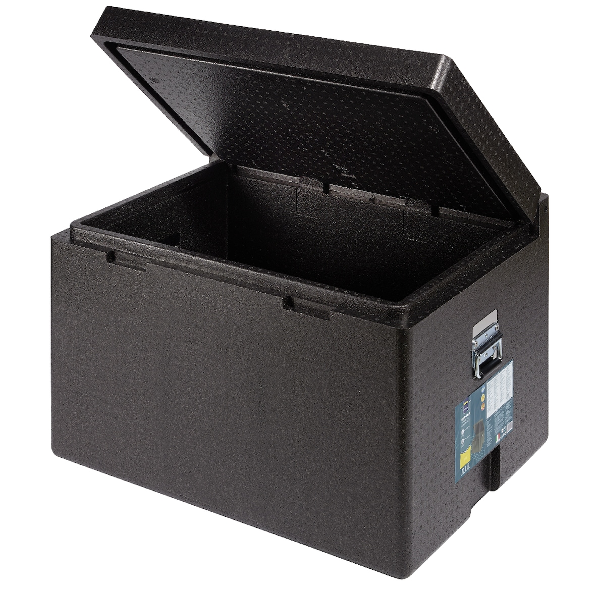 METRO Professional Koelbox met dekselopening en draaggrepen, 80 x 60 x 52 cm, polypropyleen, 120 L, zwart