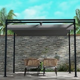 thumbnail of Outsunny pérgola 3x4 m gazebo cenador de jardín con techo retráctil de poliéster y 12 orificios de drenaje pérgola para patio terraza exterior