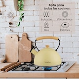 thumbnail of Briebe Pastel Chaleira de Indução com Apito, 2,5 L, Aço Inox, Retro, Vitrocerâmica, Gás, Cabo de Madeira , Amarelo