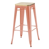 thumbnail of Lot de 4 tabourets de bar en métal mat terracotta et bois