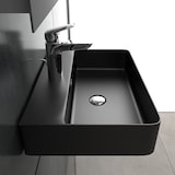 thumbnail of Alpenberger Waschbecken 60 cm mit Nano | Aufsatzwaschbecken Schwarz Matt Badezimmer Gäste-WC | Keramik Waschbecken mit Überlauf & Hahnloch Waschtisch