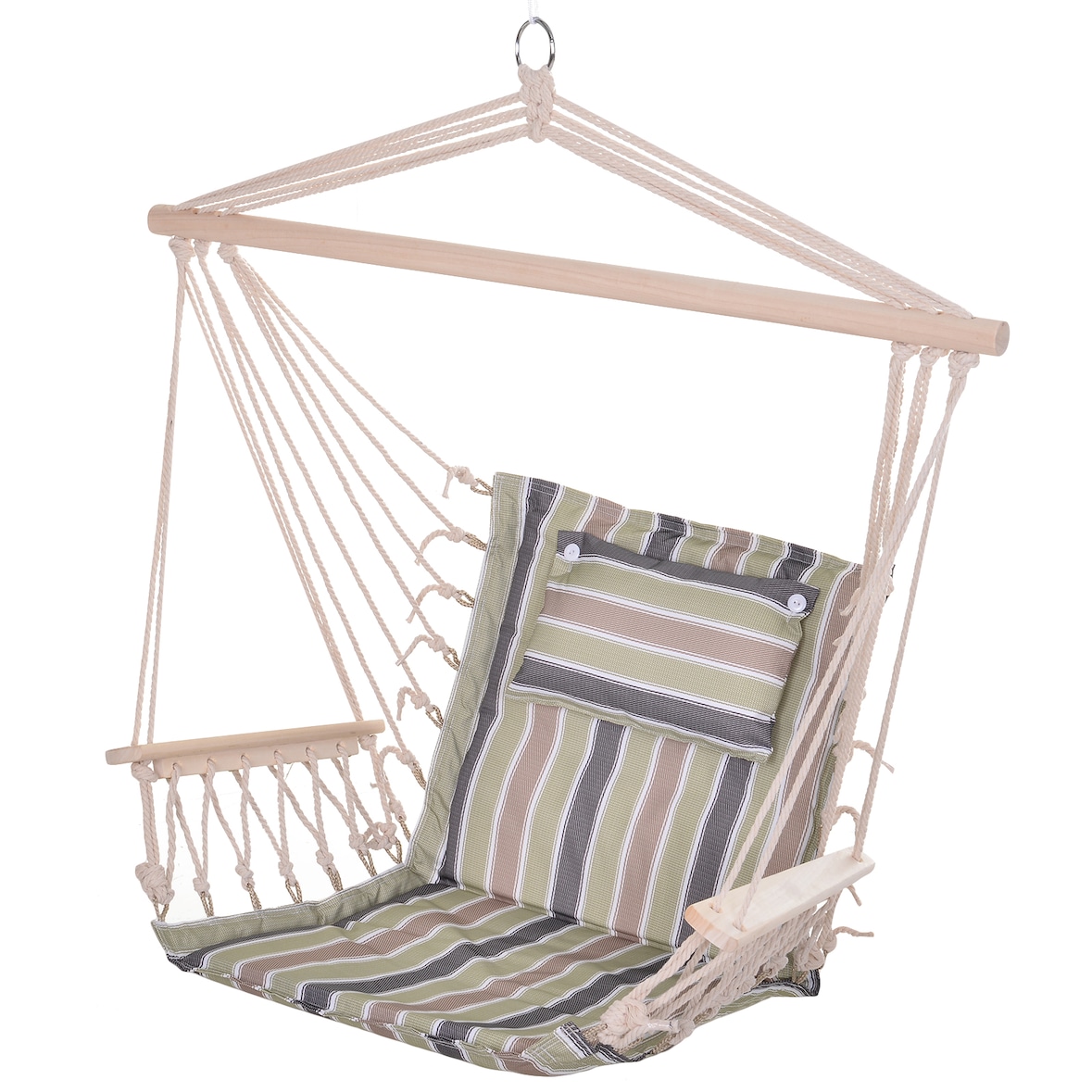 Silla Colgante para Exterior Interior de Rayas 100x106cm Carga Máx. 100 kg