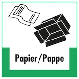 thumbnail of Schild I Abfallkennzeichen Papier/Pappe, mit Symbol und Text, Kunststoff, 200x200mm