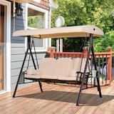 thumbnail of Outsunny Columpio Balancín de Jardín de 3 Plazas con Techo Parasol 2 Cojines Bandeja para Bebidas y Marco de Metal Carga 360 kg 207x120,5x174 cm