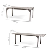 thumbnail of Mesa de Exterior Extensível 180/240x90 cm, Estrutura em Aço, Topo Efeito Madeira, 10 Pessoas, Para Jardim ou Terraço - THOMAS XL - Cinza