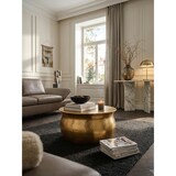 thumbnail of Couchtisch 60x30,5x60 cm Aluminium Gold Beistelltisch orientalisch rund, Flacher Hammerschlag Sofatisch Metall, Design Wohnzimmertisch modern,