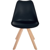 thumbnail of Set de 4 sillas de comedor Sofia con base de madera y asiento en polipiel Negro/Natural (cuadrado)