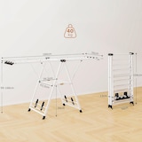 thumbnail of COSTWAY Stendibiancheria pieghevole con ali regolabili, ganci per calzini e ripiano per scarpe, estensibile, bianco, 184 cm