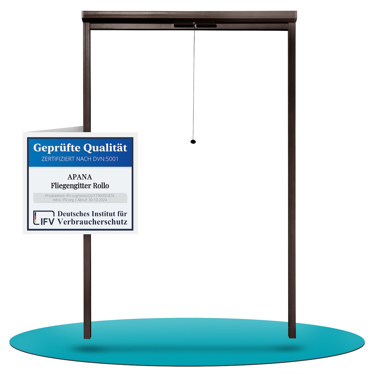 APANA Fliegengitter Insektenschutz Fenster Rollo Alurahmen Bausatz Insektenschutzrollo,Farbe:braun (RAL8017),Größe (Breite x Höhe):100 x 160 cm