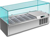 thumbnail of Gastro Edelstahl Kühlaufsatz Aufsatzkühlvitrine Pizzakühlaufsatz 5 x 1/4 GN mit Glasaufsatz