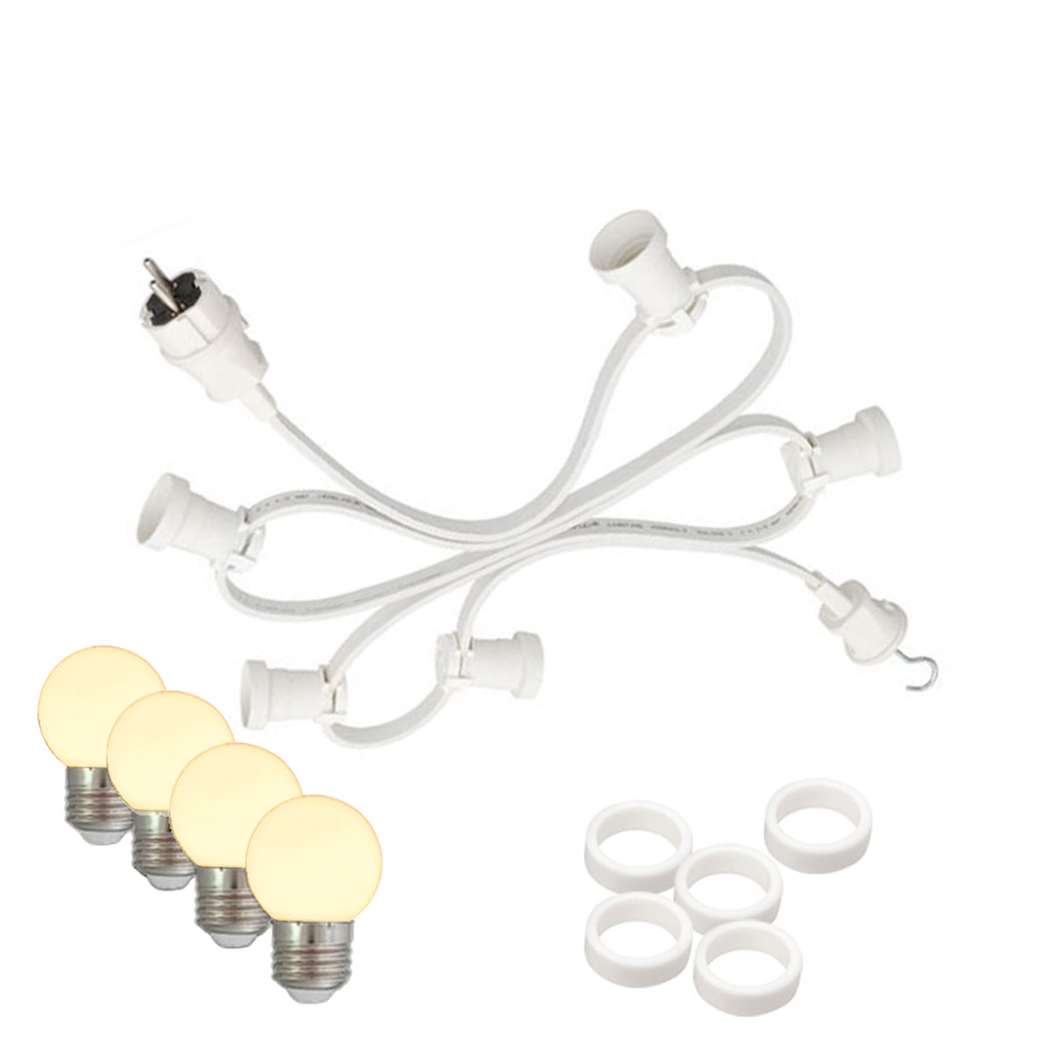 Illu- Party Lichterkette Außenlichterkette 5m weiß 5 warmweiße LED Kugellampen