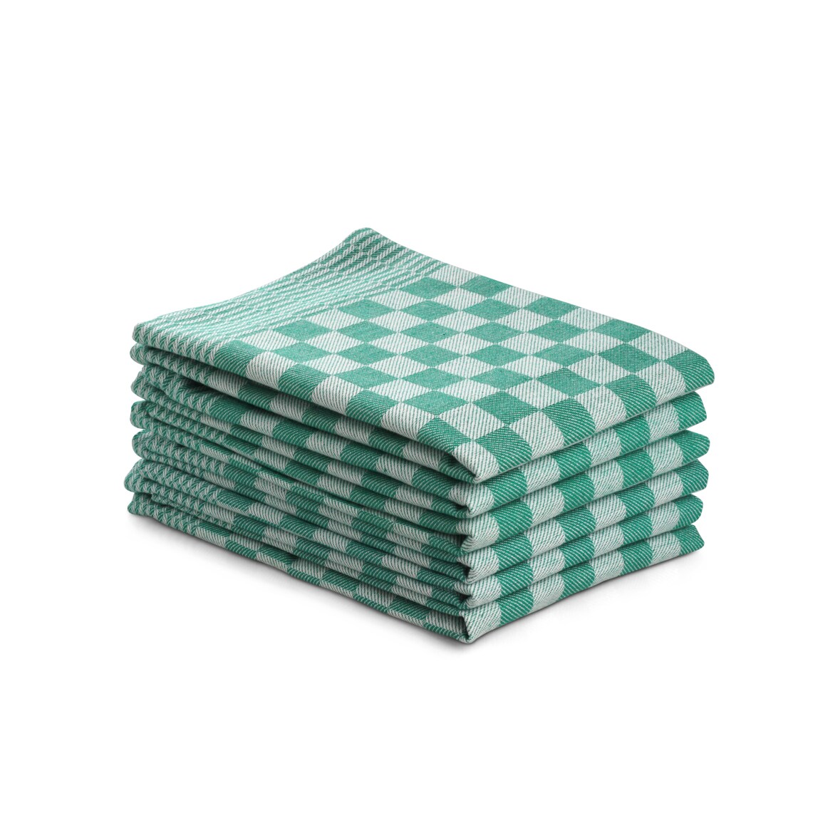 DoubleDry Theedoeken 6 st - 100% katoen - blokpatroon - geblokt - horeca ruit - groen