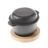 thumbnail of Gusstöpfchen Deckel u. Holzuntersetzer Gusseisen Grilltopf D: 10cm H: 9cm 0,3L