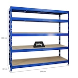thumbnail of PROREGAL Profi Schwerlastregal RHINO | HxBxT 180x200x60cm | 5 Spanplatten-Ebenen 8mm | Fachlast 500kg | Blau | Stecksystem Lagerregal Regalsystem