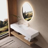 thumbnail of 【R557】Thermogeformtes Waschbecken Badezimmer Set Waschtisch Waschbecken mit LED-Spiegel und Ablage 120*55cm