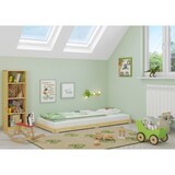 thumbnail of Einzelbett Niedrigbett unbehandeltes Holz 90x200 Fichte Tanne V-60.47N-09 Rollrost und Matratze inkl.