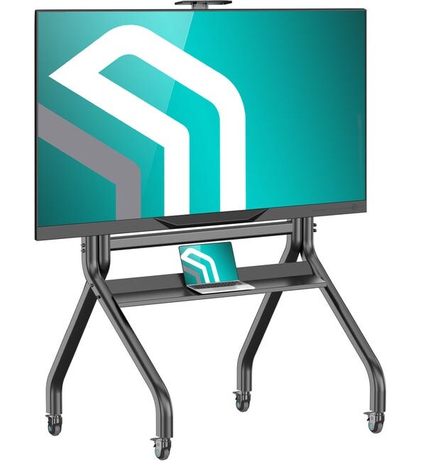 ONKRON Professioneller TV Ständer rollbar für 60-120 Zoll TVs bis 120 kg, max. VESA 1000x600, mobiler Ständer mit Rollen, Schwarz TS2080-B
