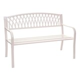 thumbnail of Panchina da giardino HWC-F45, panchina da parco, 2 posti in acciaio verniciato a polvere ~ bianco