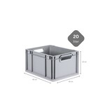 thumbnail of PROREGAL 8x Eurobox NextGen Grip mit Scharnierdeckel & gelben Verschlüssen | HxBxT 22x30x40cm | 20 Liter | Griffe offen | Glatter Boden