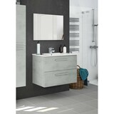 thumbnail of Dmora Mobile sottolavabo Inglewood, Mobiletto per bagno sospeso, Armadio a 2 cassetti e specchio, 80x45h57 cm, Cemento