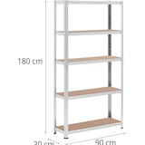 thumbnail of MSW - msw MSW-STSH-33 Étagère charge lourde Étagère métallique Étagère d'atelier 90 x 30 x 180 cm Supporte 5 x 175 kg Gris Lot de 2
