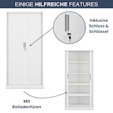 thumbnail of Aktenschrank abschließbar KETI - Rolladentüren, 5 Ebenen | Büroschrank aus Stahl Metallschrank Werkstatt Werkzeugschrank, 185x90x45cm Weiß