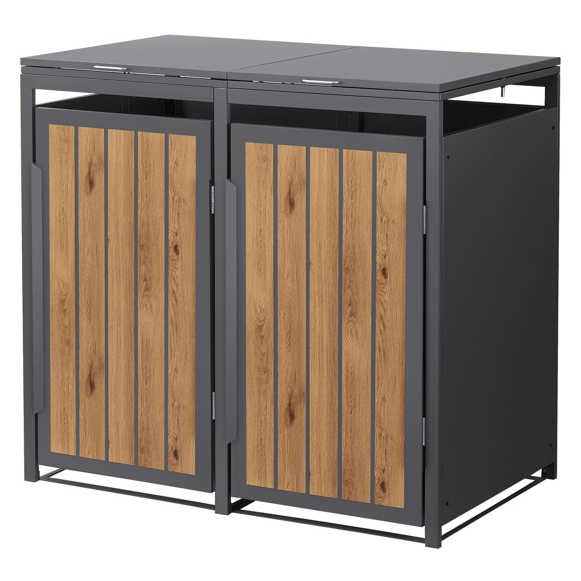 ML-Design Mülltonnenbox 2er Anthrazit-Holzoptik, Stahl, wetterfest, stabile Verkleidung 240L