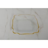 thumbnail of Assiette carrée en verre bords dorés 25x25x2cm