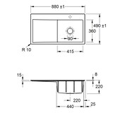 thumbnail of Villeroy&Boch Spülbecken mit Abtropffläche links, Subway Style 50 flat Fossil Grau 88x49cm, Handbetätigung
