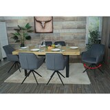 thumbnail of 6er-Set Esszimmerstuhl | HxBxT 87x58x55cm | Sitzhöhe 46cm | drehbar Auto-Position Stoff/Textil | Anthrazit | Küchenstuhl Lehnstuhl Stuhl Armlehnen