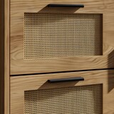 thumbnail of Waschbeckenunterschrank Eiche-Optik 60x60x40 cm mit Tür und Schubladen, Badezimmerschrank mit Rattangeflecht, Unterschrank Stehend, Badschrank