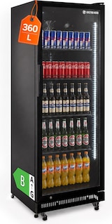 thumbnail of GastroHero Getränkekühlschrank GKSE360 360 Liter Umluftkühlung Glastür LED abschließbar 5 Roste schwarz Gastro Kühlschrank