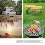 thumbnail of Bierzeltgarnitur mit Lehne klappbar Holz 120cm klein RINHO - 3 Teilig | 2x Bierbank 1x Biertisch | Festzeltgarnitur Biertisch Stehtisch Sitzgarnitur