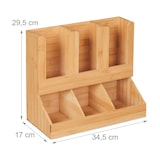 thumbnail of Relaxdays Kaffee Organizer, 6 Fächer, Bambus, HBT: 29,5 x 34,5 x 17 cm, Kaffeestation Milch, Zucker, Kaffeebecher, natur