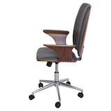 thumbnail of Bureaustoel HWC-C54, directiedraaistoel, gebogen hout kunstleer ~ walnoot look, grijze bekleding