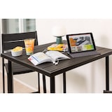 thumbnail of Buiten-eetset met hoge tafel, 2 barkrukken van staal en polyethyleen met houtlook, voor terras, balkon, bar en restaurants – DANTE+BEATRICE