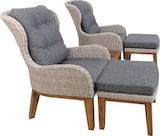 thumbnail of Tarrington House Set relax Kambuku, 2 persone, legno d'acacia/ PE rattan/ alluminio, 2 x poltrona, 2 x poggiapiedi, 1x tavolino, marrone / grigio