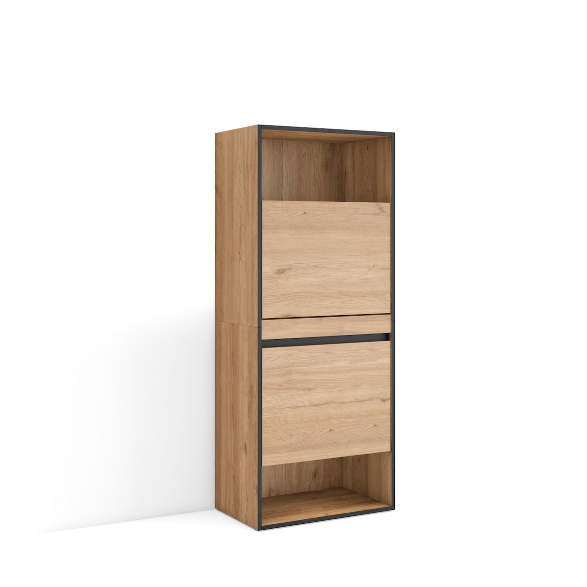 Schuhschrank, Platzsparender Schrank, 60x35x145 cm, Schlafzimmer, Kleiderschrank, Modern Style, Eiche - 458_1