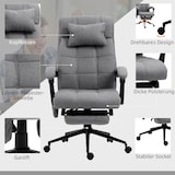 thumbnail of Bürostuhl mit Massagefunktion 76x66x120 cm höhenverstellbar mit 155 Grad Neigung Fußstütze Lendenheizung Fernbedienung Grau