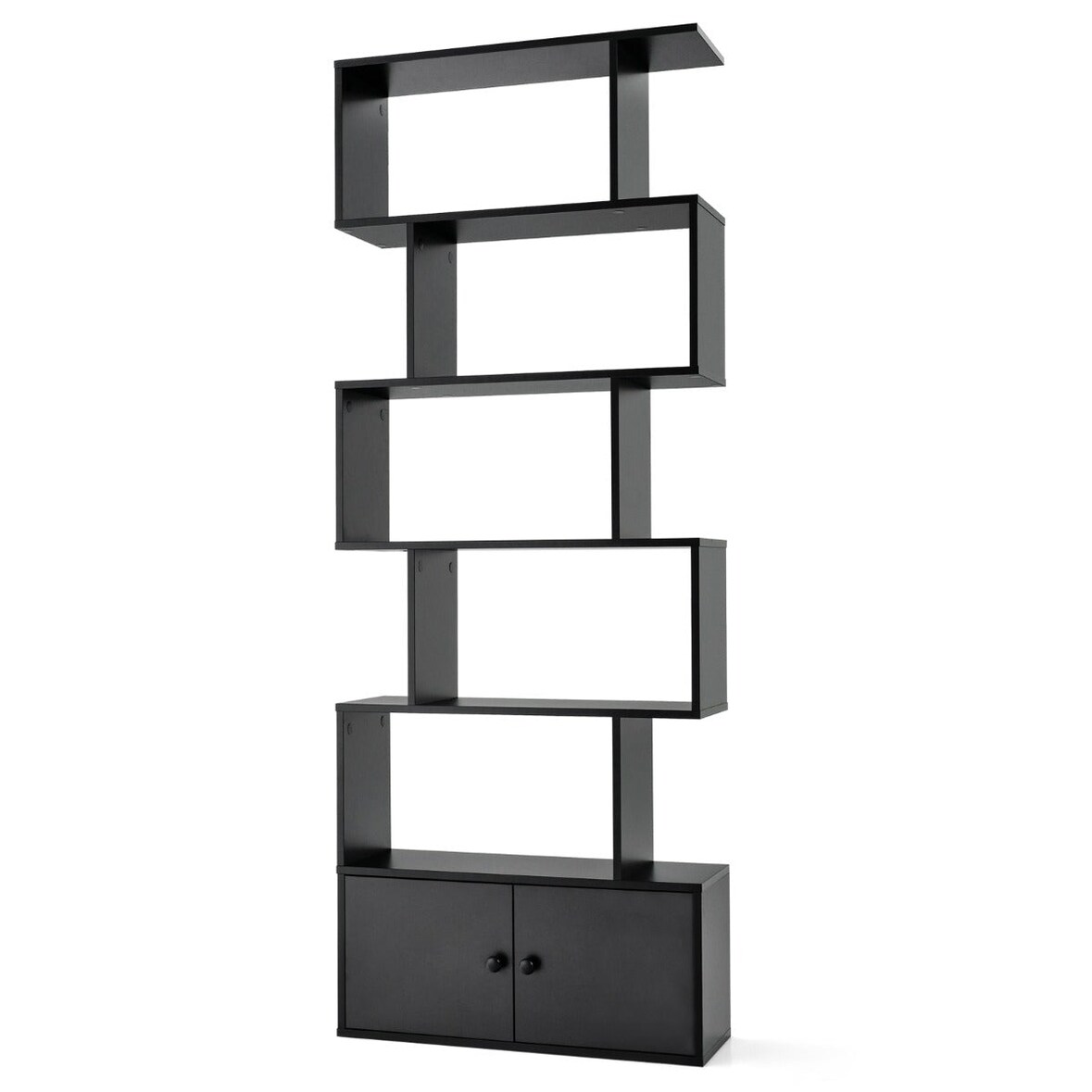 Helloshop26 - Leiterregal 70 x 23 x 183 cm mit modernem geometrischem Schrankdesign aus schwarzem Holz 20_0010757
