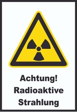 thumbnail of Achtung Radioaktive Strahlung A1 Rückseite selbstklebend Schild