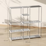 thumbnail of HOMCOM armario de ropa, perchero, 182x43x185 cm, armario abierto con 8 estantes de tela, barras para colgar, marco de metal, gris claro